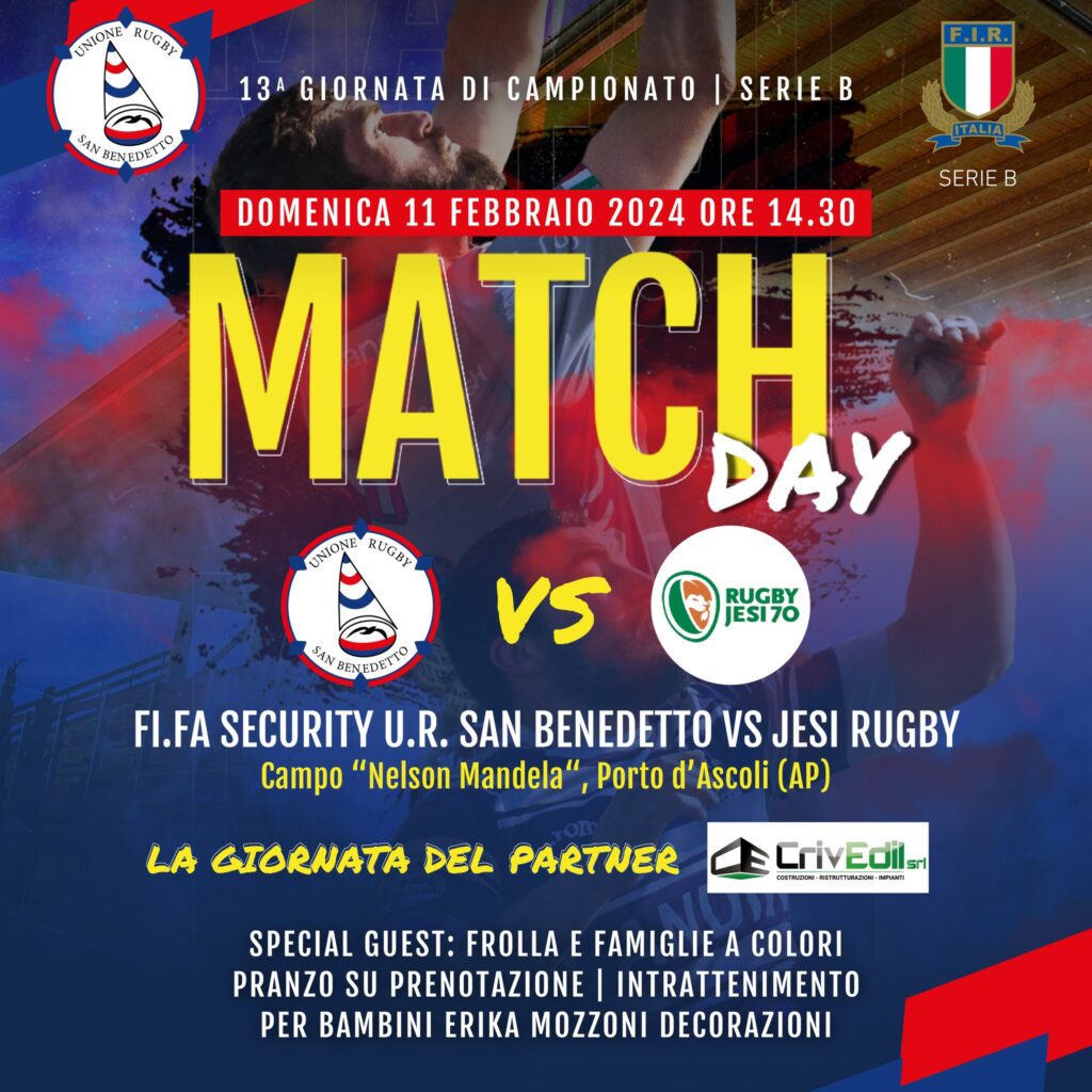 Rugby e sociale per il derby di Serie B tra Jesi e San Benedetto